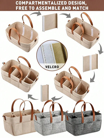 Multifunctional Felt Car Trunk Storage Bag, Durable Fiber Material, With Handle, Dustproof And Moisture-Proof, Practical Car Accessory