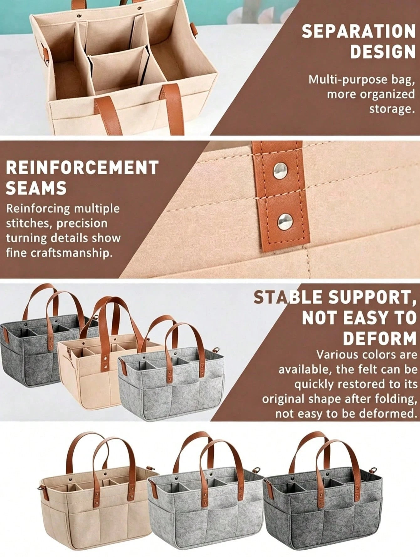 Multifunctional Felt Car Trunk Storage Bag, Durable Fiber Material, With Handle, Dustproof And Moisture-Proof, Practical Car Accessory