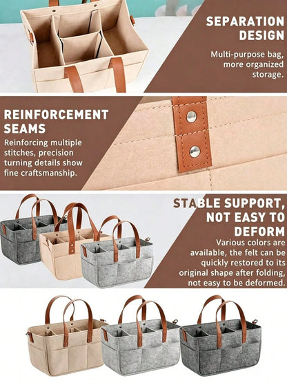 Multifunctional Felt Car Trunk Storage Bag, Durable Fiber Material, With Handle, Dustproof And Moisture-Proof, Practical Car Accessory