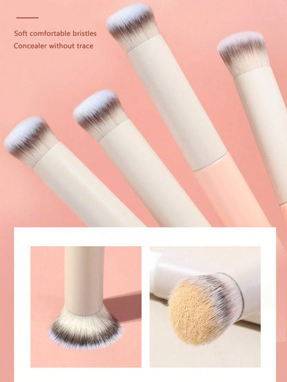 mulynsie 1pc Concealer Brush Mini Oblique Flat-Topped Kabuki Nose Contour Brush, For Covering, Blending, Setting, Powdering, Liquid Cream And Foundation, 270s Face Concealer Repair And Beauty Makeup B