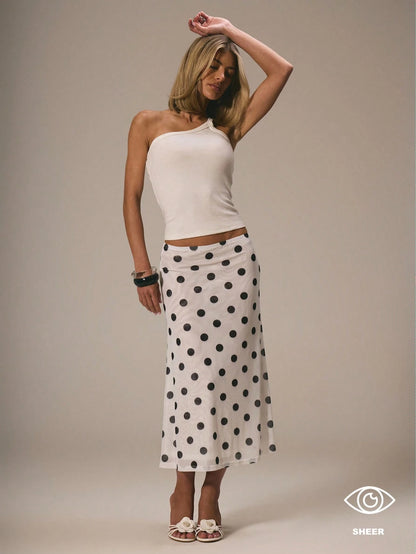 MUSERA Mesh Polka Dot Fun Cute Dainty Girly Summer Skirt Cute Graduation Polka Dot Skirt Vacation Holiday Work Office Back To School