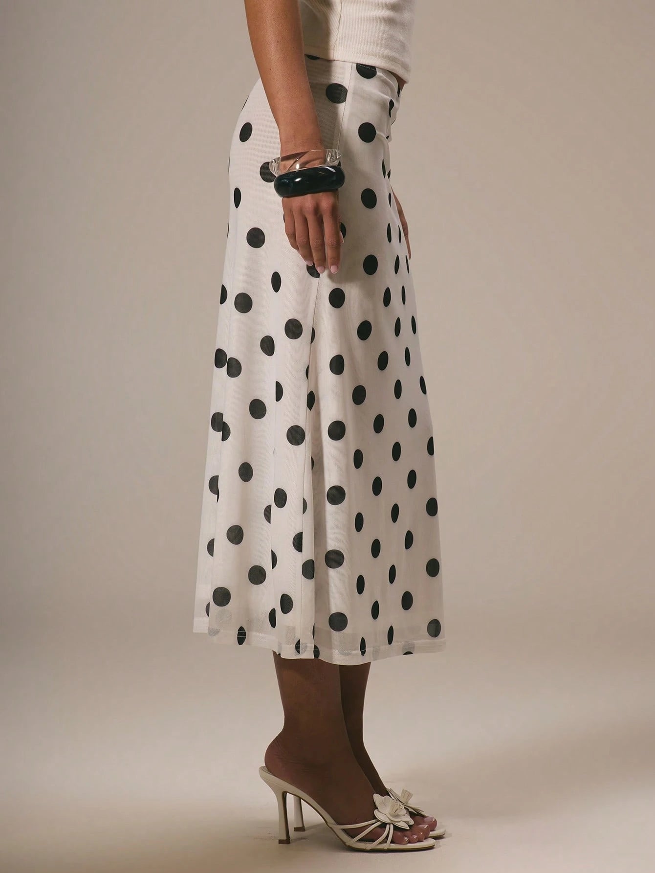 MUSERA Mesh Polka Dot Fun Cute Dainty Girly Summer Skirt Cute Graduation Polka Dot Skirt Vacation Holiday Work Office Back To School