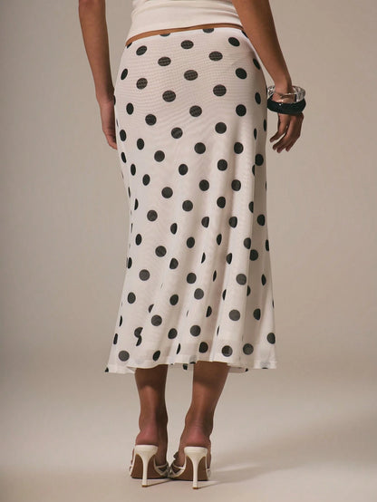 MUSERA Mesh Polka Dot Fun Cute Dainty Girly Summer Skirt Cute Graduation Polka Dot Skirt Vacation Holiday Work Office Back To School