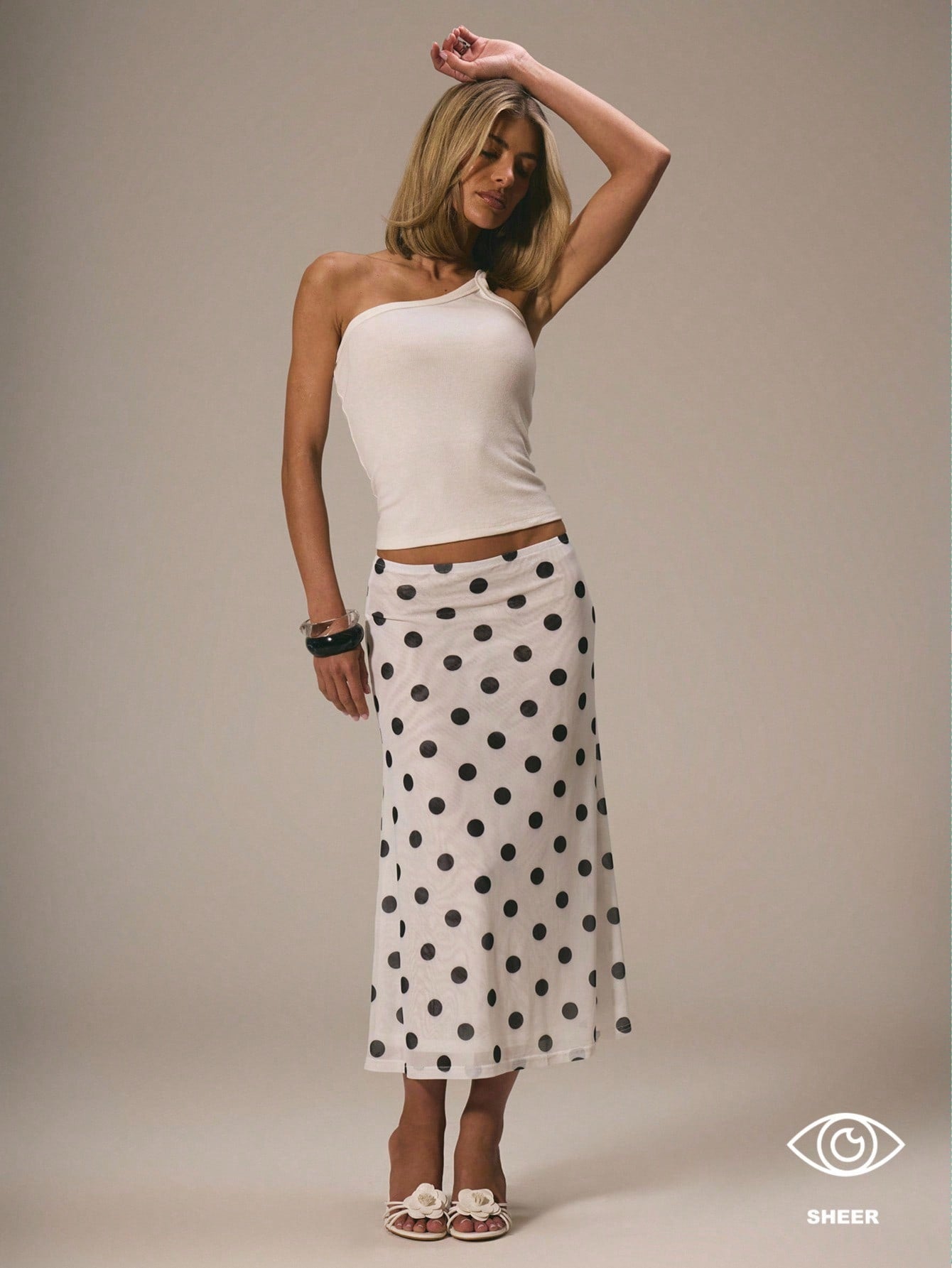 MUSERA Mesh Polka Dot Fun Cute Dainty Girly Summer Skirt Cute Graduation Polka Dot Skirt Vacation Holiday Work Office Back To School