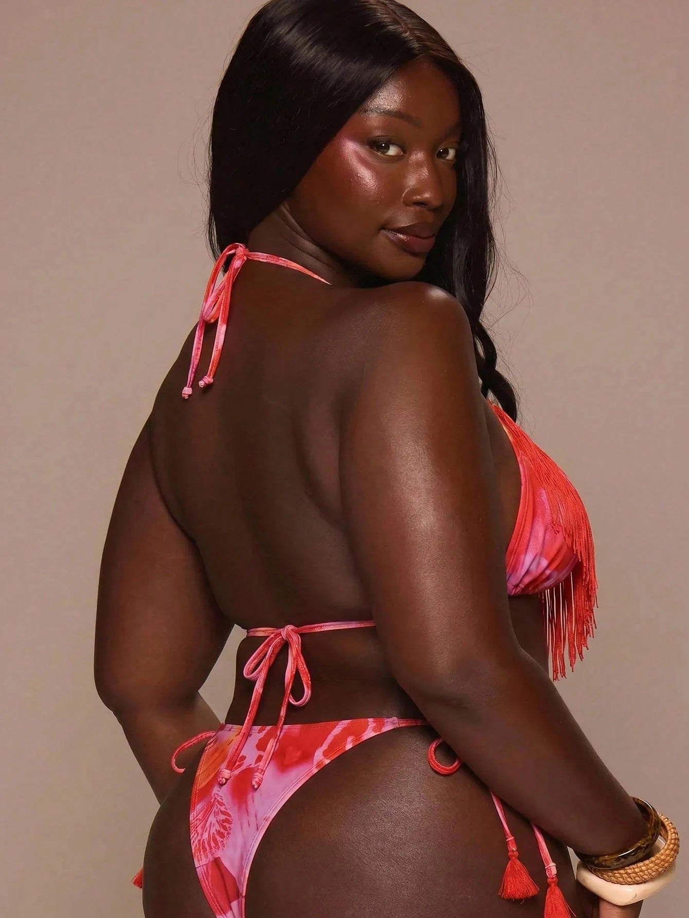 MUSERA Plus Size Paisley Print Fringed Bikini Bottoms Only Sexy Elegant Spring Summer Vacation Wedding Guest Occasion Ibiza Beach Golden Sands