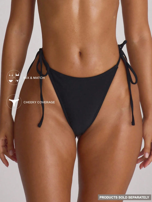 Musera Resort Tie Side Cheeky Bikini Bottoms Swim Vacation Holiday Summer Travel Beachwear Basics Solid Colour Swimwear Resort Core