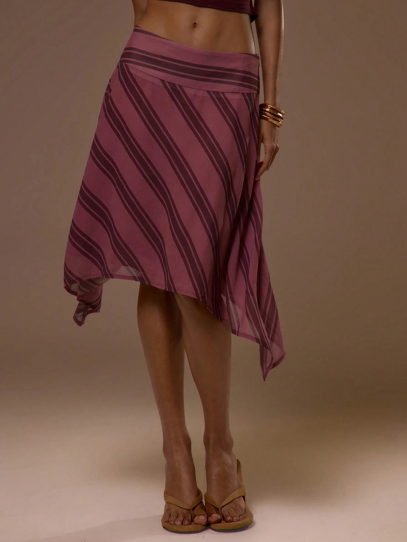MUSERA Stripey Printed Flowy Asymmetric Hem Midi Skirt Summer Spring Sexy Cute Holiday Vacation Going Out Occasion Ibiza Elegant Sunset Ties Y2K Party