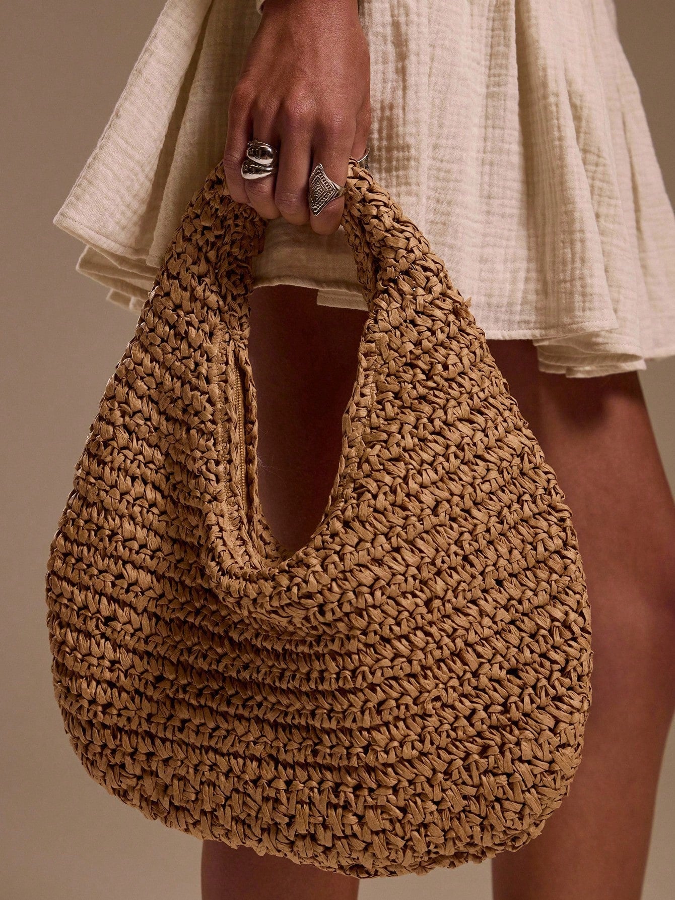 MUSERA Woven Straw Effect Handbag