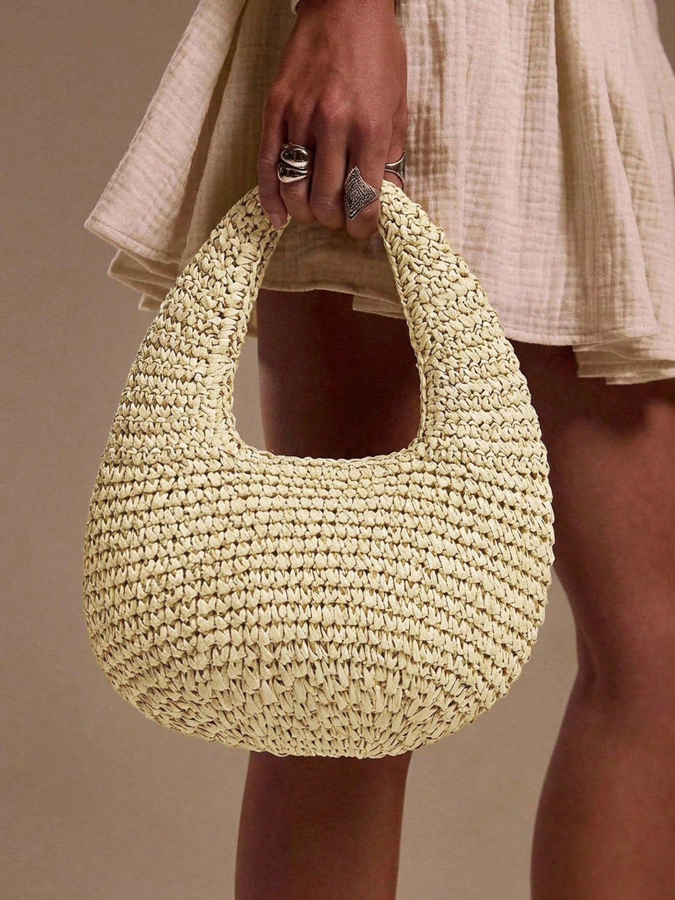 MUSERA Woven Straw Effect Handbag
