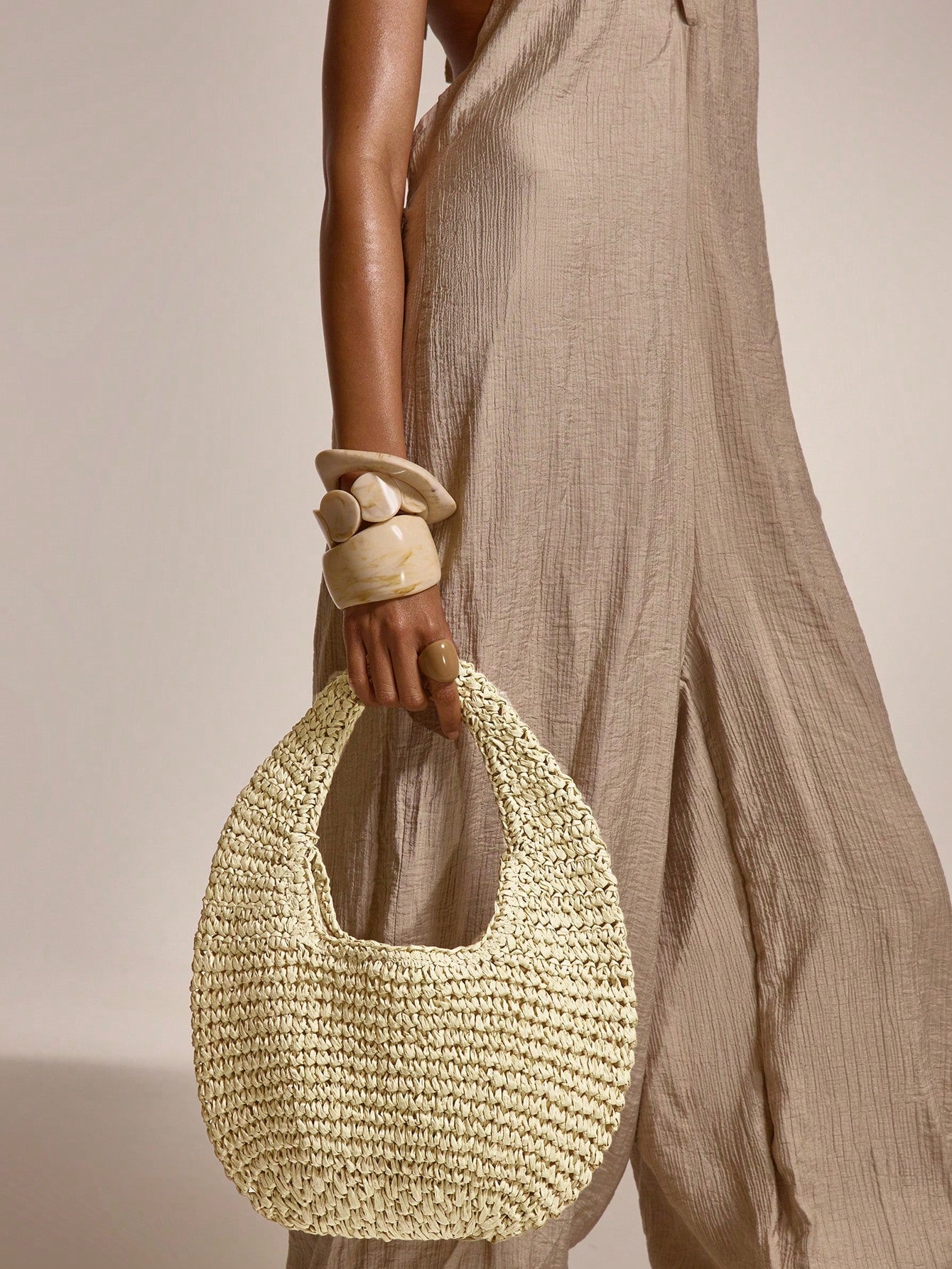 MUSERA Woven Straw Effect Handbag