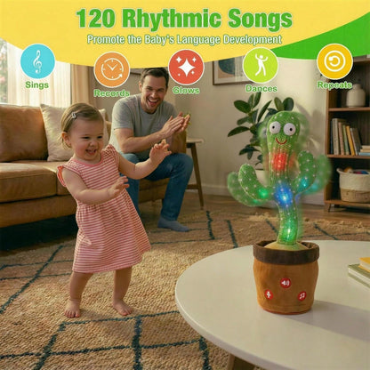 Musical Singing Dancing Cactus Toy For Toddlers, Mimicking Recording Repeating Plush With Adjustable Volume & 120 Songs, Interactive Tummy Time Baby Toy For All Kids