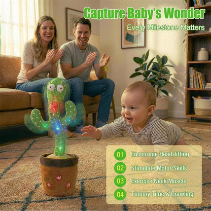 Musical Singing Dancing Cactus Toy For Toddlers, Mimicking Recording Repeating Plush With Adjustable Volume & 120 Songs, Interactive Tummy Time Baby Toy For All Kids