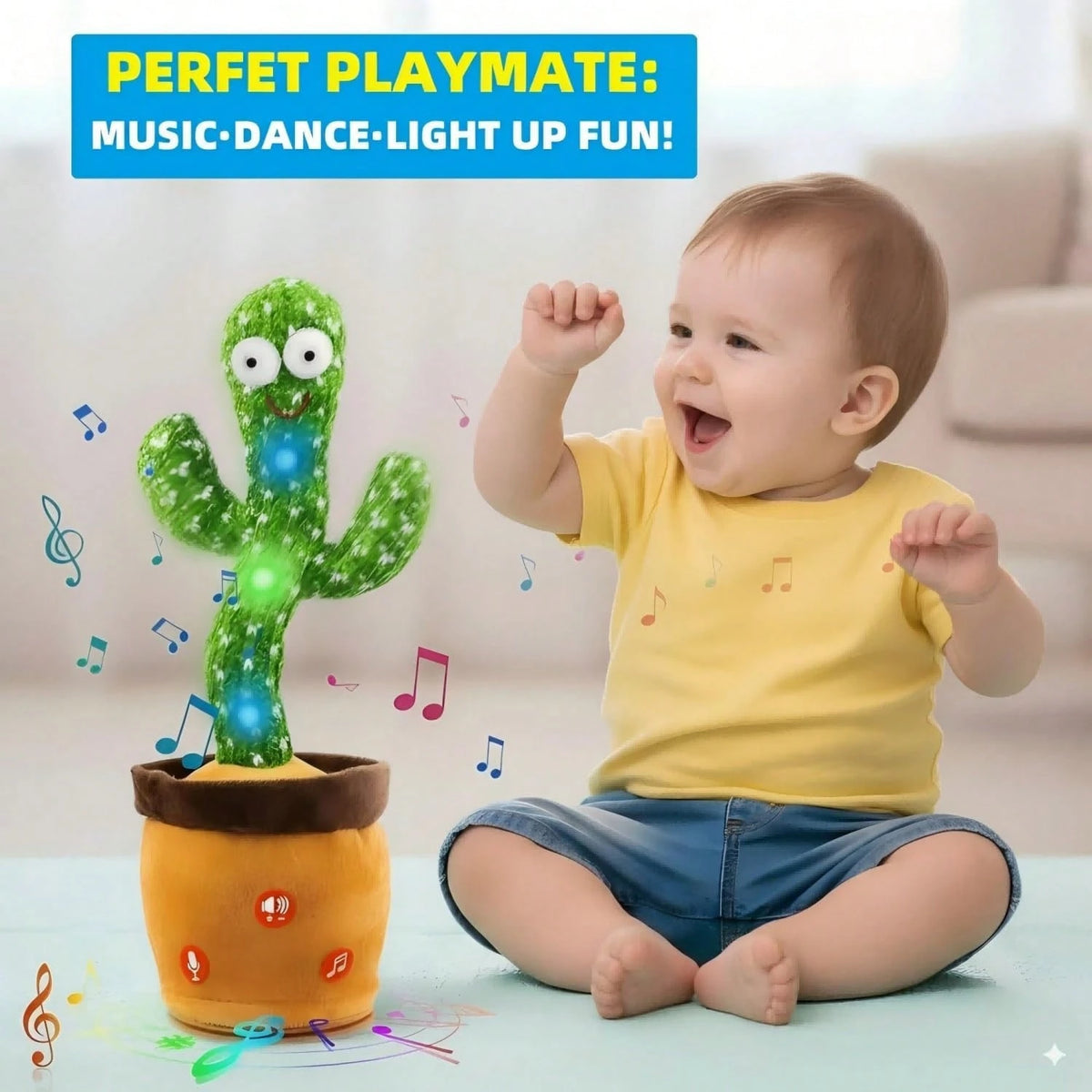 Musical Singing Dancing Cactus Toy For Toddlers, Mimicking Recording Repeating Plush With Adjustable Volume & 120 Songs, Interactive Tummy Time Baby Toy For All Kids