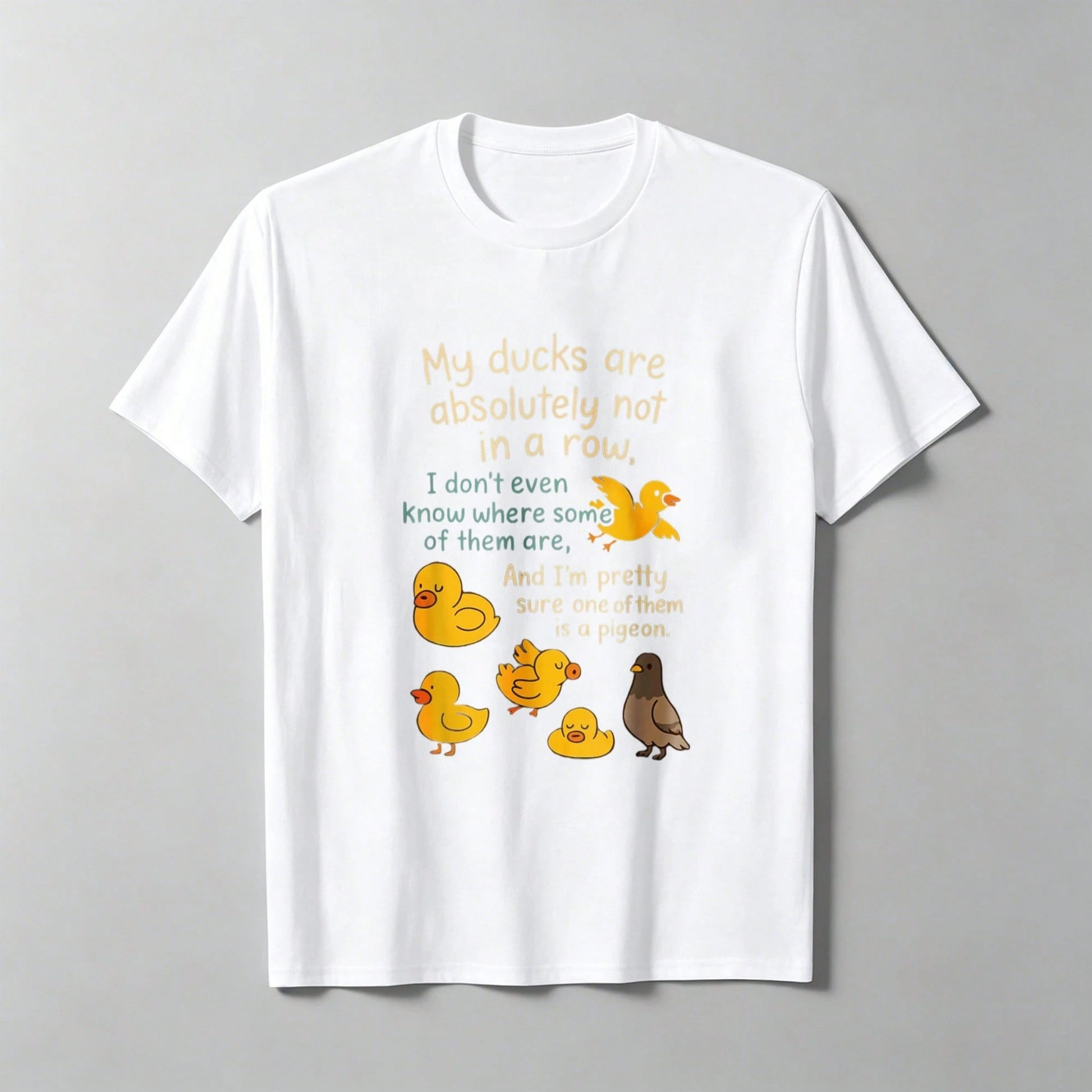 My Ducks Are Definitely Not On The Same Line. Pigeon Fun T-Shirt, Patterned T-Shirt For Women, T-Shirt, Fun T-Shirt,, L-XXXXXL, Plus Size.