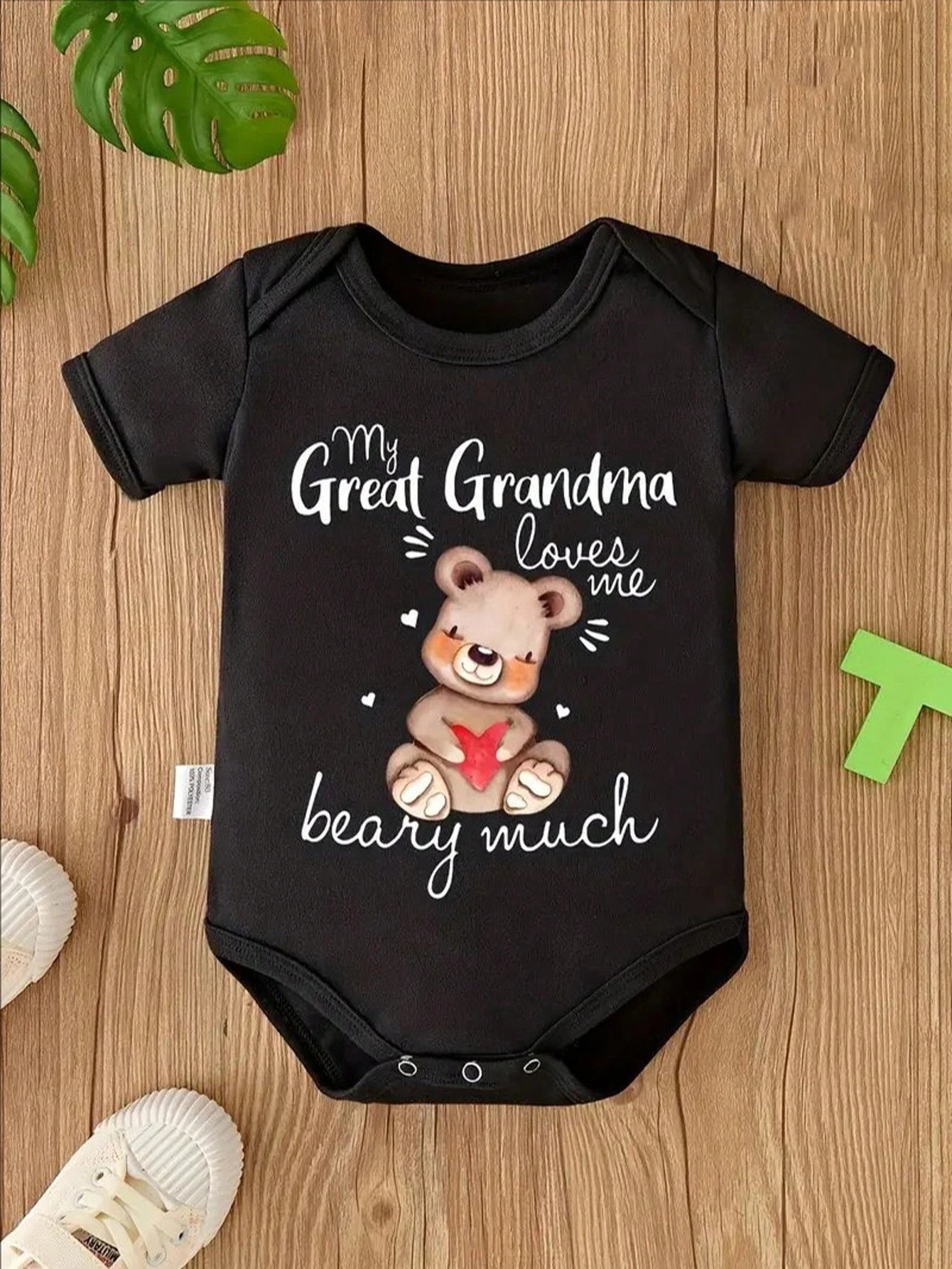 "My Great Grandma Loves Me" Baby Boy Bodysuit- Cute Bear Print, Soft Cotton, Short Sleeve Romper For Newborns And Infants, Baby Clothes, Perfect For Outdoor