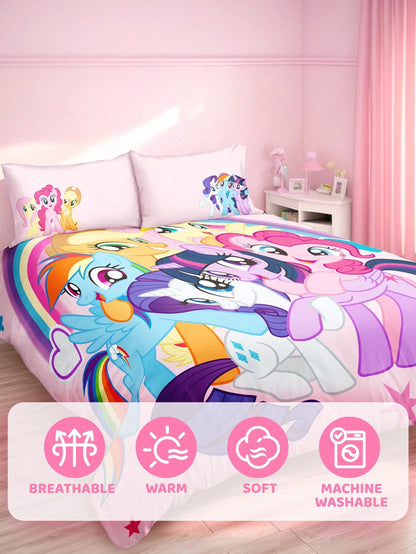 My Little Pony X 3pc Cartoon Pony Print Duvet Cover Set Made Of Soft, Warm, And Breathable Fabric. The Pink Duvet Cover Is Suitable For Single, Double, King, And Queen Beds. Machine Washable