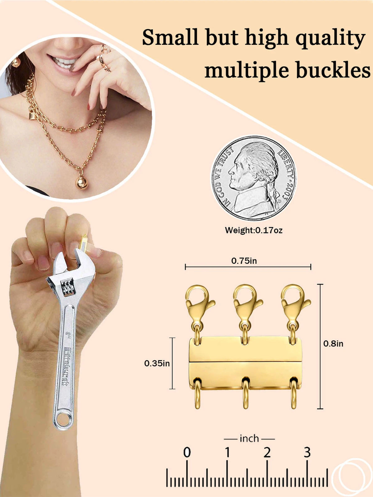 Necklace Layering Clasp- 3 Layers Magnetic Gold/silver, Ideal For Layered Necklace Separator And Necklace Extender