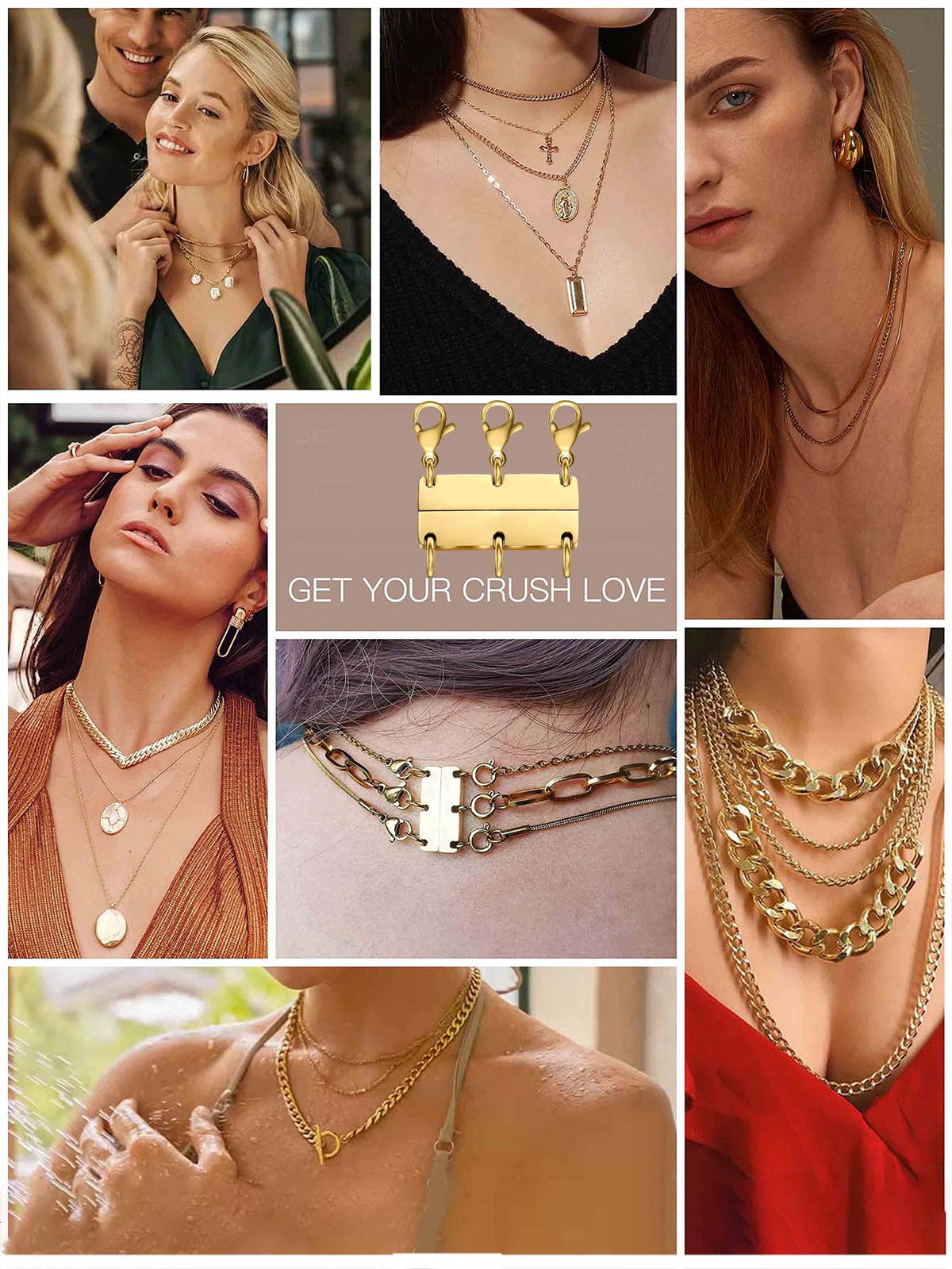 Necklace Layering Clasp- 3 Layers Magnetic Gold/silver, Ideal For Layered Necklace Separator And Necklace Extender