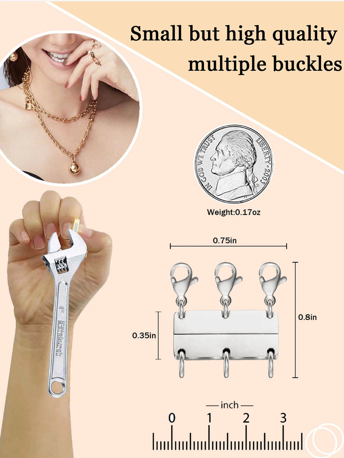 Necklace Layering Clasp- 3 Layers Magnetic Gold/silver, Ideal For Layered Necklace Separator And Necklace Extender