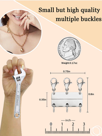 Necklace Layering Clasp- 3 Layers Magnetic Gold/silver, Ideal For Layered Necklace Separator And Necklace Extender