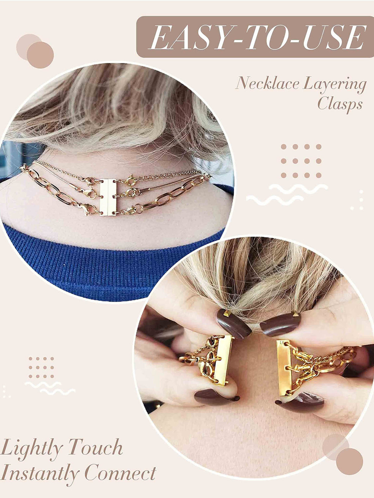 Necklace Layering Clasp- 3 Layers Magnetic Gold/silver, Ideal For Layered Necklace Separator And Necklace Extender