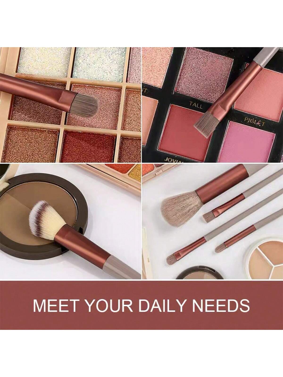 New 13pcs Portable Coffee-Brown Makeup Brush Set With Velvet Bag, Including Blush Brush, Eyeshadow Brush, Powder Brush, Contour Brush, Concealer Brush, Full Set Of Makeup Tools,Brush Set,Makeup Brush