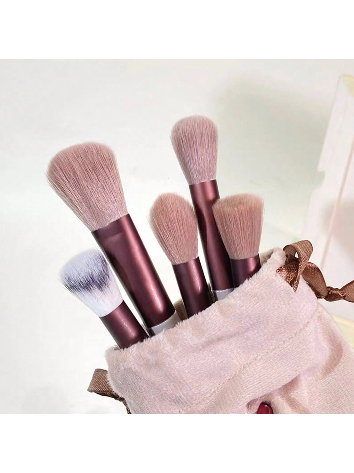 New 13pcs Portable Coffee-Brown Makeup Brush Set With Velvet Bag, Including Blush Brush, Eyeshadow Brush, Powder Brush, Contour Brush, Concealer Brush, Full Set Of Makeup Tools,Brush Set,Makeup Brush