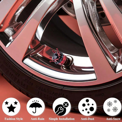 NEW- 4PCS Crown Bling Tire Stem Valve Caps, Crystal Diamond Car Wheel Tire Valve Caps Universal Copper Core Stem Covers For Cars, SUV, Trucks, Bikes, Motorcycles, Bicycles (Red & Black)