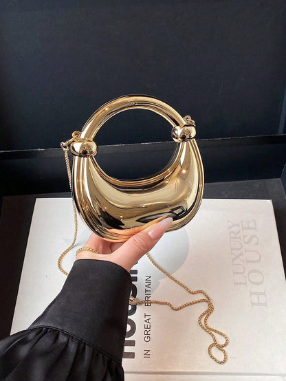 New Acrylic Mini Bag Fashionable Clutch Bag Unique Crescent Shape Elegant Evening Bag Crossbody Chain Bag