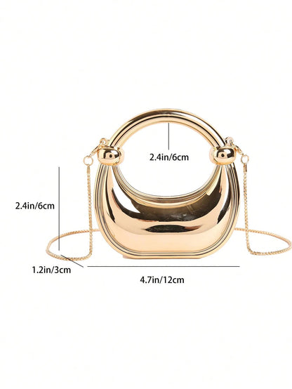 New Acrylic Mini Bag Fashionable Clutch Bag Unique Crescent Shape Elegant Evening Bag Crossbody Chain Bag