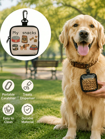 New Cartoon Print Creative Large Capacity Dog Treat Storage Bag Keychain, Portable Outdoor Pet Treat Bag, Suitable For Training And Dog Walking