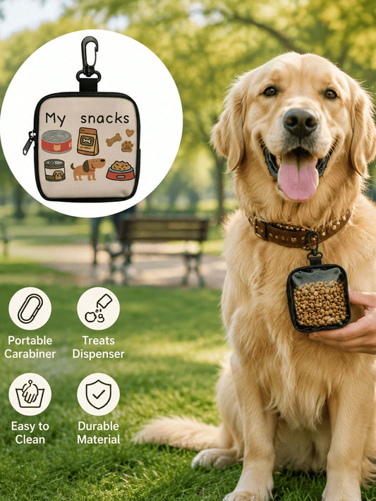 New Cartoon Print Creative Large Capacity Dog Treat Storage Bag Keychain, Portable Outdoor Pet Treat Bag, Suitable For Training And Dog Walking