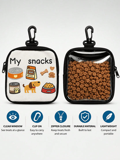New Cartoon Print Creative Large Capacity Dog Treat Storage Bag Keychain, Portable Outdoor Pet Treat Bag, Suitable For Training And Dog Walking