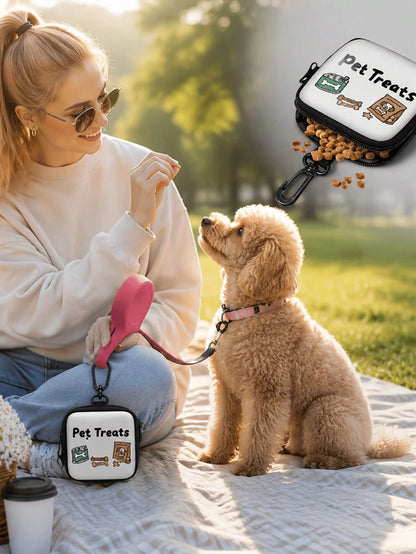 New Cartoon Print Creative Large Capacity Dog Treat Storage Bag Keychain, Portable Outdoor Pet Treat Bag, Suitable For Training And Dog Walking
