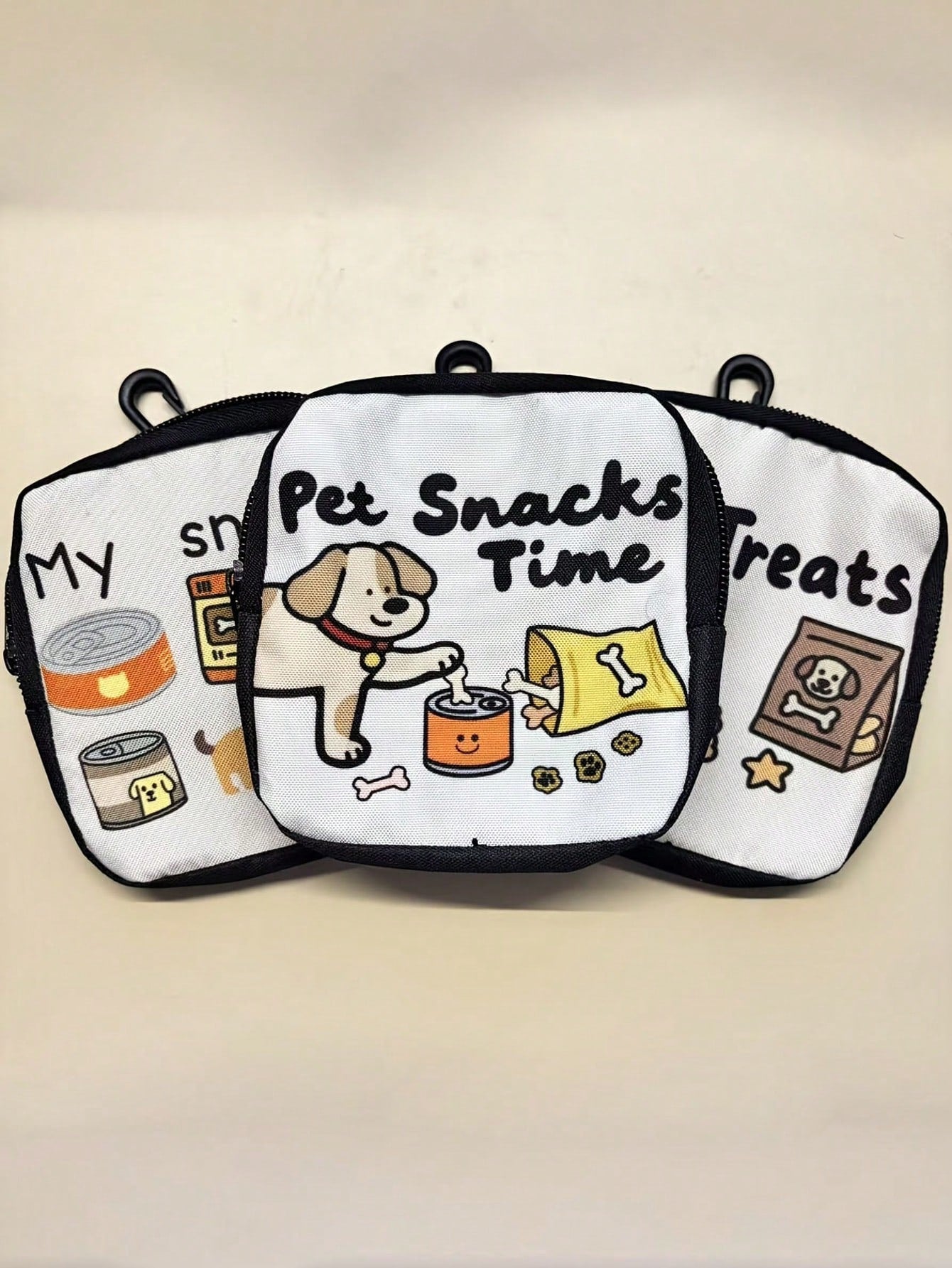 New Cartoon Print Creative Large Capacity Dog Treat Storage Bag Keychain, Portable Outdoor Pet Treat Bag, Suitable For Training And Dog Walking