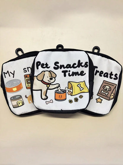 New Cartoon Print Creative Large Capacity Dog Treat Storage Bag Keychain, Portable Outdoor Pet Treat Bag, Suitable For Training And Dog Walking