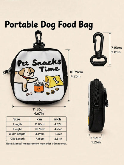 New Cartoon Print Creative Large Capacity Dog Treat Storage Bag Keychain, Portable Outdoor Pet Treat Bag, Suitable For Training And Dog Walking