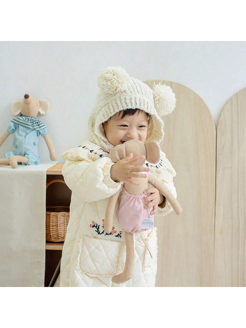 New Cute Forest Animal Doll Children's Toy Small Cute Pink Bow and Blue Mouse Doll Children's Birthday Gift Home Decor