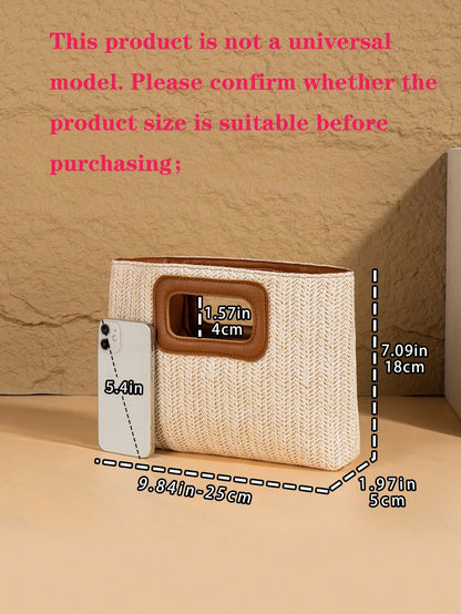 New European & American Style Woven Bag, Vacation Straw Bag, Travel Bag, Fashionable Portable Storage Bag, Beach Bag, Straw Handbag
