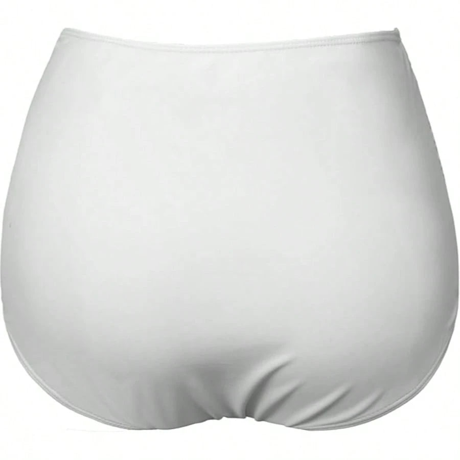New European & American Women's High Waist Swim Shorts, Solid Color Sexy Butt-Lifting Slimming Conservative Swimwear White Vacation Beach Summer