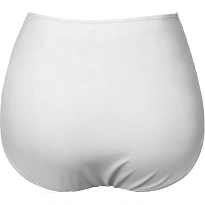 New European & American Women's High Waist Swim Shorts, Solid Color Sexy Butt-Lifting Slimming Conservative Swimwear White Vacation Beach Summer