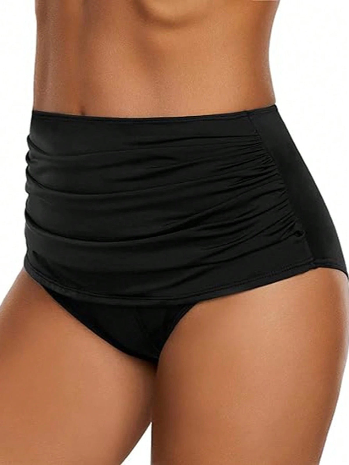 New European & American Women's High Waist Swim Shorts, Solid Color Sexy Butt-Lifting Slimming Conservative Swimwear White Vacation Beach Summer