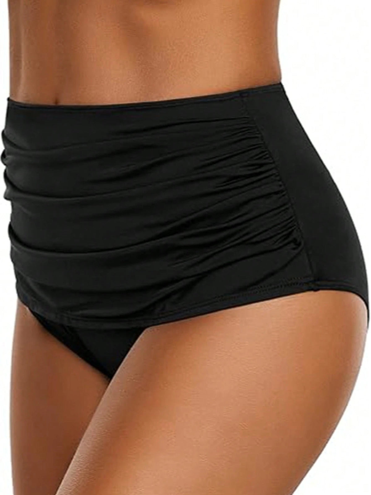 New European & American Women's High Waist Swim Shorts, Solid Color Sexy Butt-Lifting Slimming Conservative Swimwear White Vacation Beach Summer