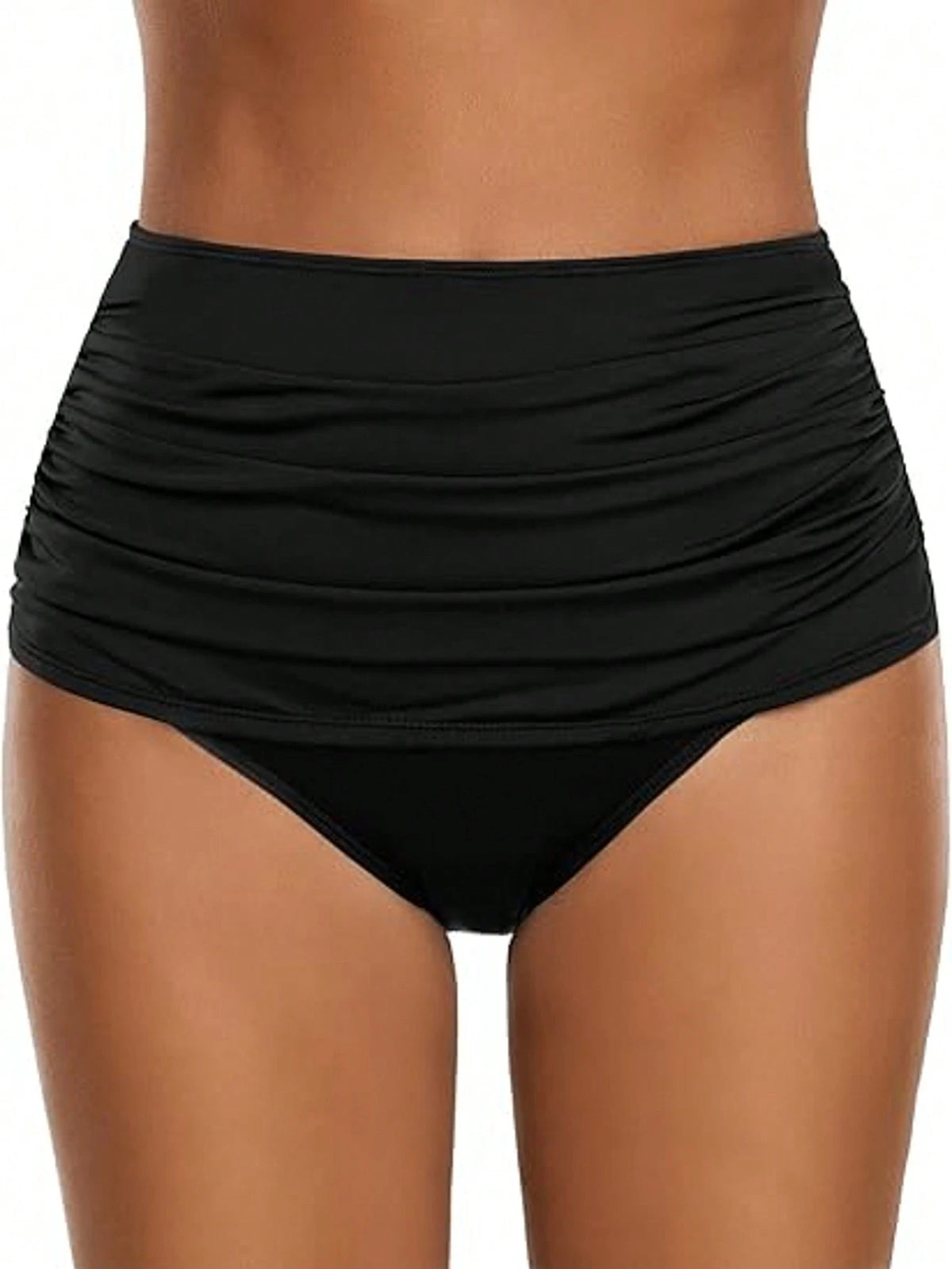 New European & American Women's High Waist Swim Shorts, Solid Color Sexy Butt-Lifting Slimming Conservative Swimwear White Vacation Beach Summer