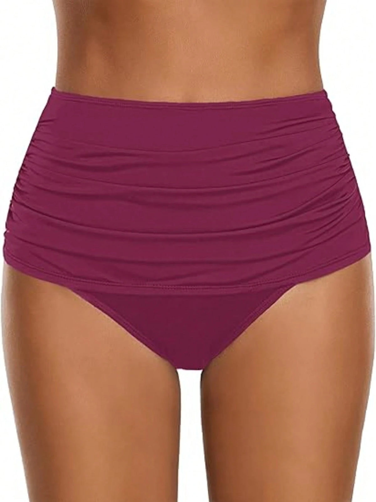 New European & American Women's High Waist Swim Shorts, Solid Color Sexy Butt-Lifting Slimming Conservative Swimwear White Vacation Beach Summer