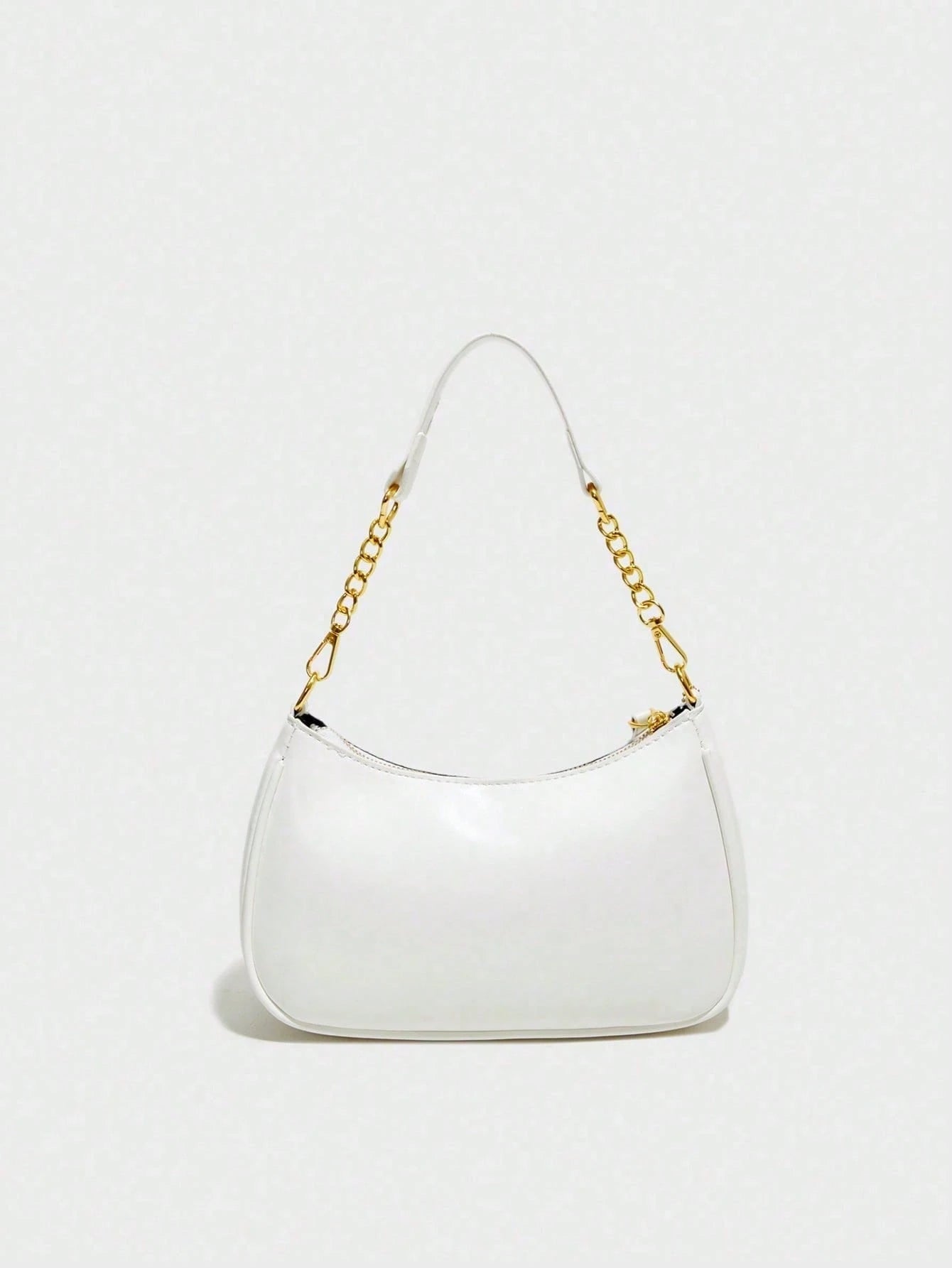 New Fashion,Classic Wild Letter Pattern,Solid Color, White Shoulder Crescent Bag Underarm Bag Is Suitable For Shopping And Can Be Slung.Cherry Pendant