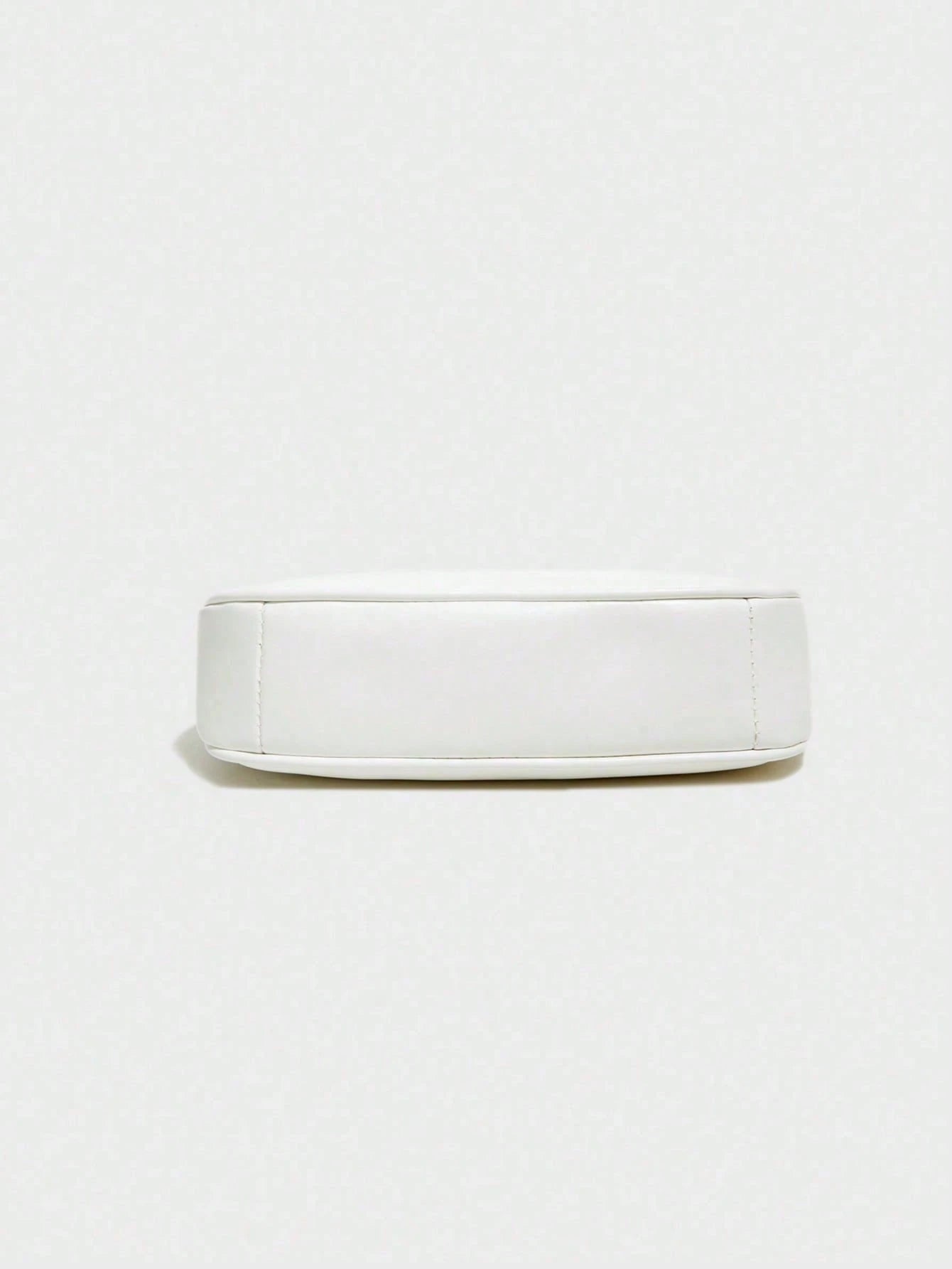 New Fashion,Classic Wild Letter Pattern,Solid Color, White Shoulder Crescent Bag Underarm Bag Is Suitable For Shopping And Can Be Slung.Cherry Pendant