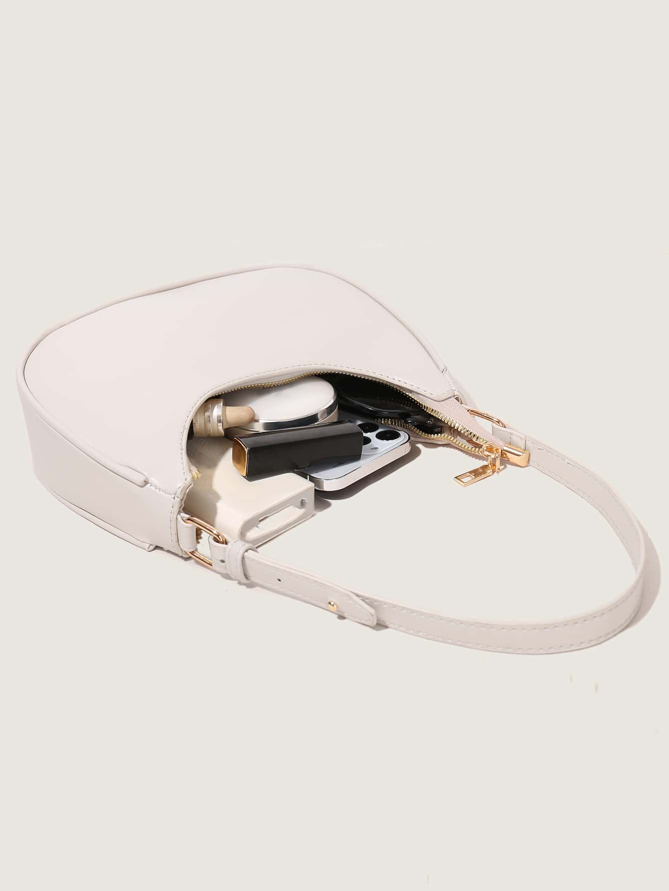 New Fashion Simple Atmosphere Crescent Shiny Classic Daily Commute Detachable Shoulder Crossbody Bag,Versatile, Business Casual