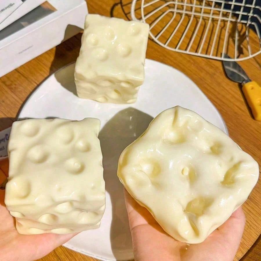 New Giant Cheese Filled Squeeze Toy, Square Cheese Ball Squeeze Toy, Realistic Bread Texture, Slow Rebound TPR Shell, Stress Relief Toy, Perfect Gift For Birthday, Christmas, Halloween, Easter