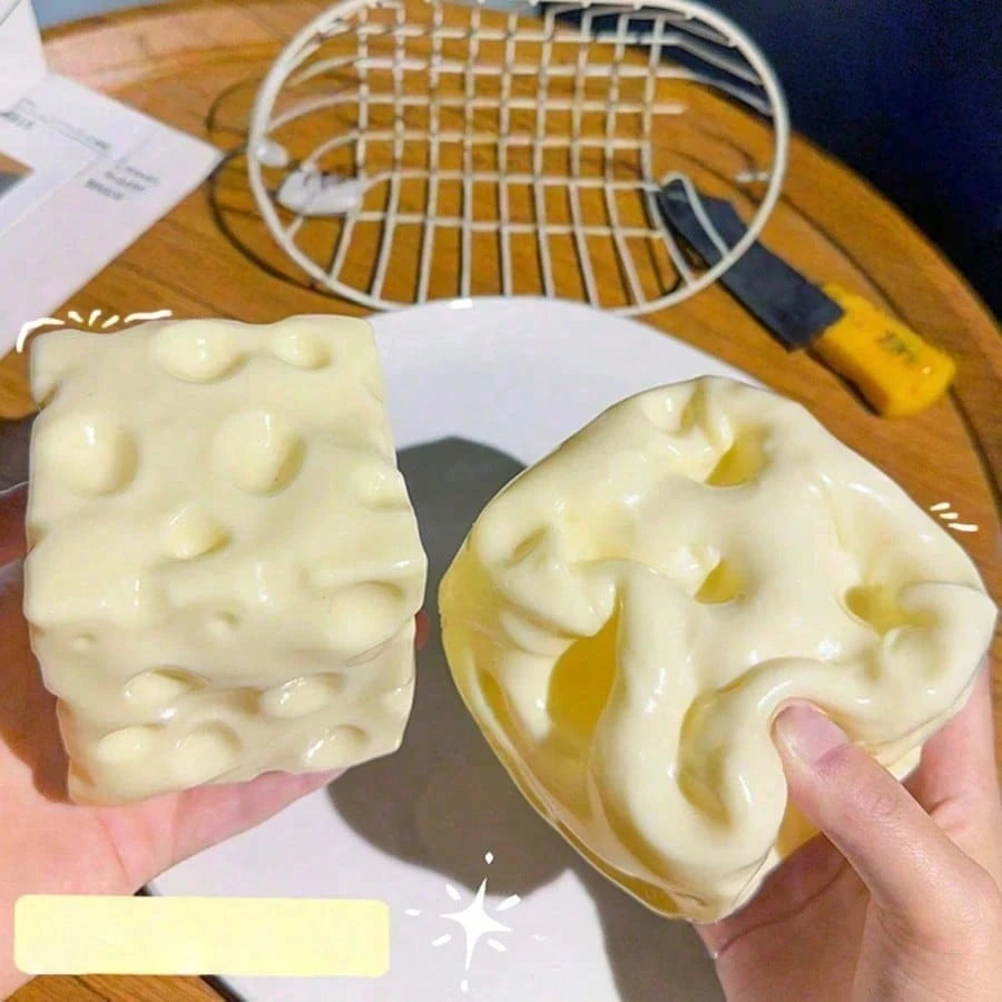 New Giant Cheese Filled Squeeze Toy, Square Cheese Ball Squeeze Toy, Realistic Bread Texture, Slow Rebound TPR Shell, Stress Relief Toy, Perfect Gift For Birthday, Christmas, Halloween, Easter